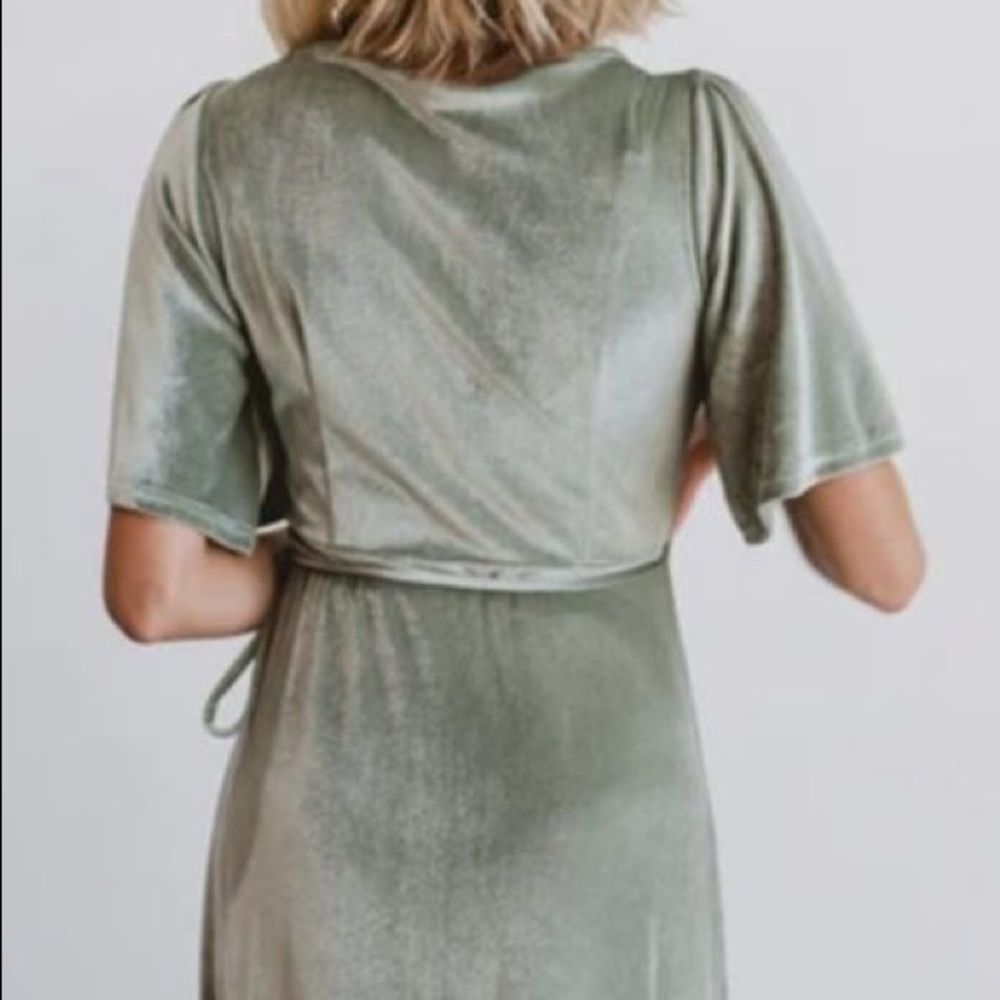 Baltic Born Sage Green Velvet Wrap Maxi Dress - Picture 5 of 7